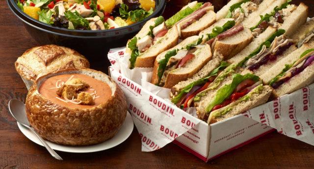 Boudin Bakery signature dishes Turkey & Havarti Cheese
Rustic Tomato Soup in a Sourdough Bread Bowl
Half Sandwich & Bowl of Soup Combo